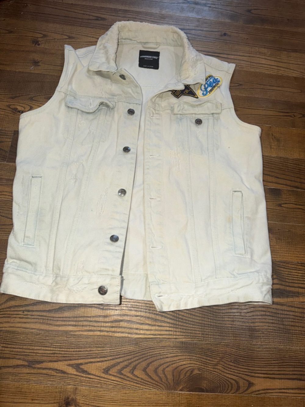 Davidson Supply Co. Cream Sherpa-Lined Denim Vest